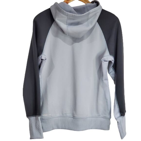 Nike Therma-Fit Gray Gray Long Sleeve Hooded Hoodie Sweatshirt Medium - Picture 2 of 7